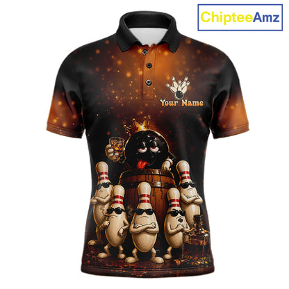 Funny Drunk Bowling Ball Bourbon Vintage Bowling Shirts for Men Custom Bowling Team Jersey TDM7477