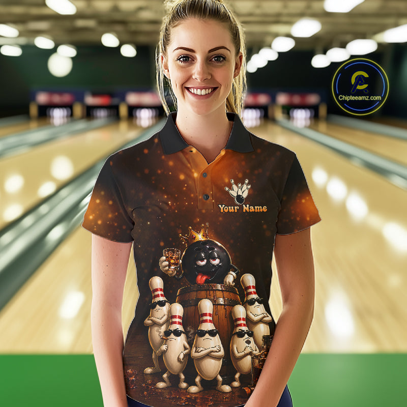 Funny Drunk Bowling Ball Bourbon Vintage Bowling Shirts for Women Custom Bowling Team Jersey TDM7477