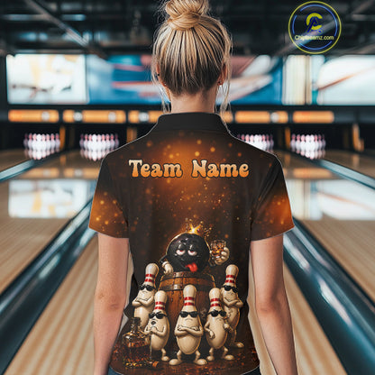 Funny Drunk Bowling Ball Bourbon Vintage Bowling Shirts for Women Custom Bowling Team Jersey TDM7477