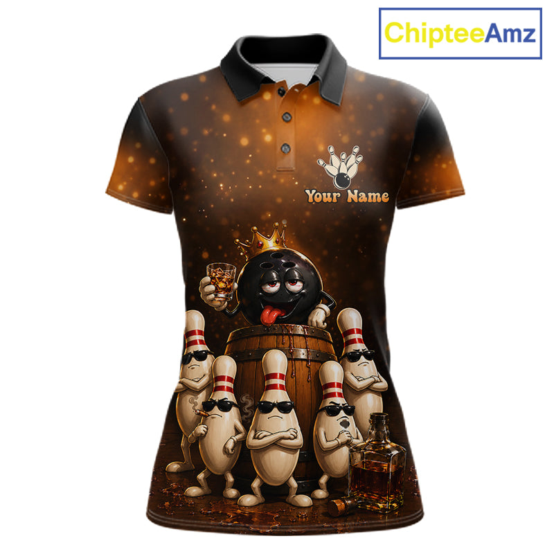 Funny Drunk Bowling Ball Bourbon Vintage Bowling Shirts for Women Custom Bowling Team Jersey TDM7477