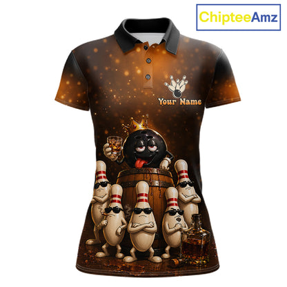 Funny Drunk Bowling Ball Bourbon Vintage Bowling Shirts for Women Custom Bowling Team Jersey TDM7477