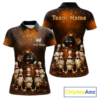 Funny Drunk Bowling Ball Bourbon Vintage Bowling Shirts for Women Custom Bowling Team Jersey TDM7477