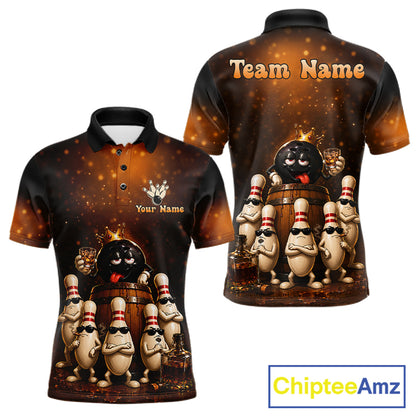 Funny Drunk Bowling Ball Bourbon Vintage Bowling Shirts for Men Custom Bowling Team Jersey TDM7477