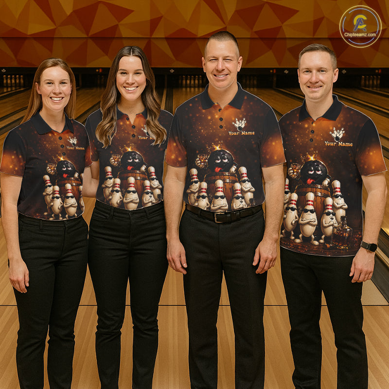 Funny Drunk Bowling Ball Bourbon Vintage Bowling Shirts for Men Custom Bowling Team Jersey TDM7477