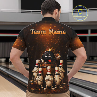 Funny Drunk Bowling Ball Bourbon Vintage Bowling Shirts for Men Custom Bowling Team Jersey TDM7477