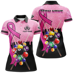 Pink Ribbon Billiard Balls Breast Cancer Awareness Pool Shirts For Women Custom Billiard Jerseys TDM2721