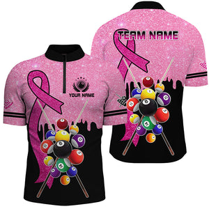 Pink Ribbon Billiard Balls Breast Cancer Awareness Pool Shirts For Men Custom Billiard Jerseys  TDM2721