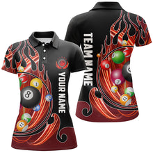 Load image into Gallery viewer, 3D Billiard Balls Fire Flame Custom Pool Shirts For Women, Billiard League Team Jerseys | Orange TDM2718