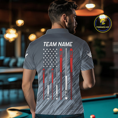 Personalized Billiard US Flag 8 Ball Pool Shirt For Men, Billiard Team Jersey Polo & 1/4 Zip TDM4989