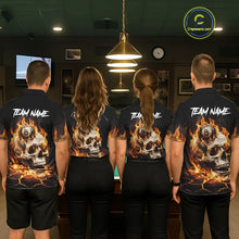 Load image into Gallery viewer, Orange Flaming Skull 8 Ball Billiard Shirt For Men Custom Pool Team Jersey Polo &amp; Quarter Zip TDM5421