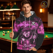 Load image into Gallery viewer, Pink Funny 8 Ball Pool Flame Smoke Billiard Hoodie For Men And Women Custom 8 Ball Hoodie Jersey TDM5693