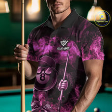 Load image into Gallery viewer, Pink Funny 8 Ball Pool Flame Smoke Billiard Shirt For Men Custom Billiard Team Jersey Uniform TDM5693