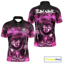 Load image into Gallery viewer, Pink Funny 8 Ball Pool Flame Smoke Billiard Shirt For Men Custom Billiard Team Jersey Uniform TDM5693