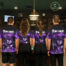 Load image into Gallery viewer, Purple Funny 8 Ball Pool Flame Smoke Billiard Shirt For Men Custom Billiard Team Jersey Uniform TDM5694