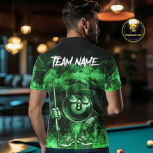 Load image into Gallery viewer, Green Funny 8 Ball Pool Flame Smoke Billiard Shirt For Men Custom Billiard Team Jersey Uniform TDM5695