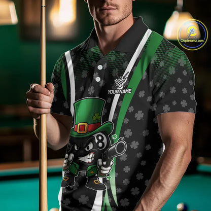 Custom St Patrick Day 8 Ball Pool Billiard Shirt For Men, Luckiest Shamrock Billiard Team Jersey TDM5698