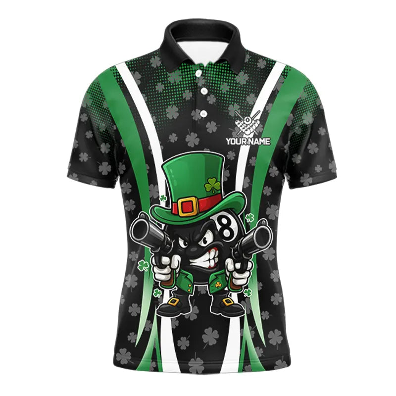 Custom St Patrick Day 8 Ball Pool Billiard Shirt For Men, Luckiest Shamrock Billiard Team Jersey TDM5698