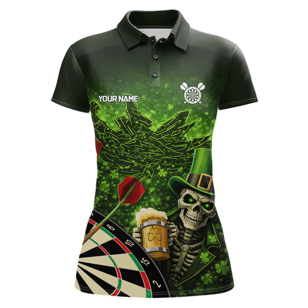 St Patrick Day Skull Darts Shirt Pocket Option For Women Custom Darts Jersey TDM5700
