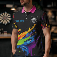 Load image into Gallery viewer, Funny Dartboards Colorful Paint Splash Dart Shirts For Men Custom Polo &amp; Quarter Zip Darts Jerseys TDM3544
