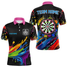 Load image into Gallery viewer, Funny Dartboards Colorful Paint Splash Dart Shirts For Men Custom Polo &amp; Quarter Zip Darts Jerseys TDM3544