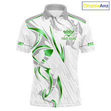 Load image into Gallery viewer, White And Green Custom Crown 8 Ball Men's Billiards Shirts, Billiard Jersey Team Polo &amp; 1/4 Zip TDM6055
