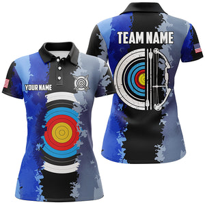 Personalized Blue Jerseys Archery Target 3D Women Polo Shirts Custom Team League Archery Shirts TDM1423