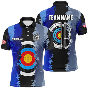 Personalized Blue Jerseys Archery Target 3D Men Polo Shirts Custom Team League Archery Shirts TDM1423