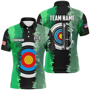 Personalized Green Jerseys Archery Target 3D Men Polo Shirts Custom Team League Archery Shirts TDM1424