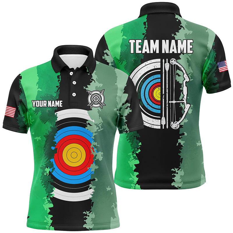 Personalized Green Jerseys Archery Target 3D Men Polo Shirts Custom Team League Archery Shirts TDM1424