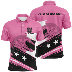 Personalized Pink Darts Men Polo Shirts Grunge Style Custom Mother's Day Darts Gifts Shirts TDM1430