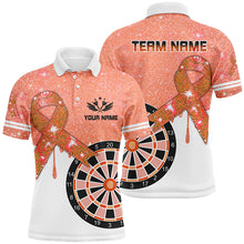 Load image into Gallery viewer, Orange Glitter Ribbon Dartboard Breast Cancer Awareness Darts Shirts For Men Custom Darts Jersey TDM1796