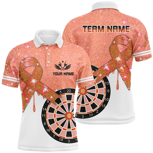 Orange Glitter Ribbon Dartboard Breast Cancer Awareness Darts Shirts For Men Custom Darts Jersey TDM1796