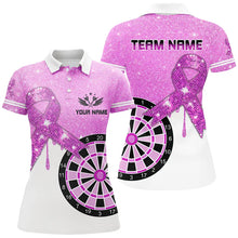 Load image into Gallery viewer, Purple Glitter Ribbon Dartboard Breast Cancer Awareness Darts Shirts For Women Custom Darts Jersey TDM1797