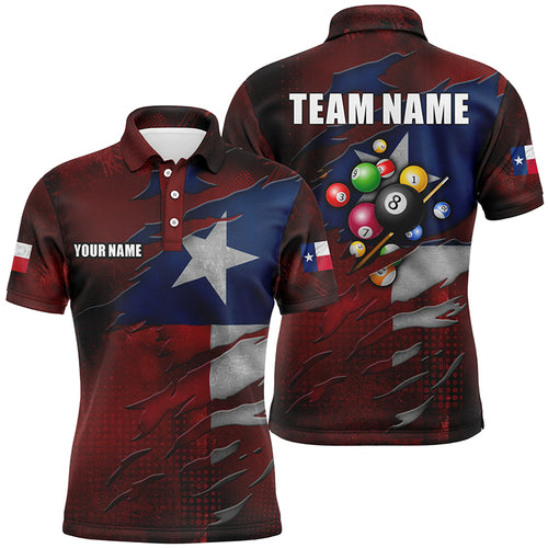 Retro Texas Flag 3D Billiard Balls Pool Shirts For Men Custom Patriotic Billiard Jerseys Attire TDM1803