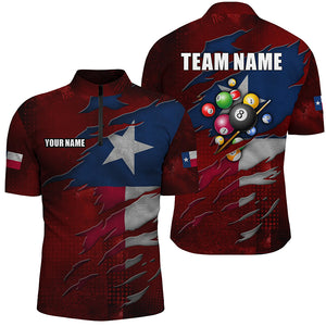 Retro Texas Flag 3D Billiard Balls Pool Shirts For Men Custom Patriotic Billiard Jerseys Attire TDM1803