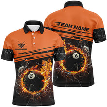 Load image into Gallery viewer, Orange Funny 8 Ball Pool Fire Break Glass Custom Men Billiard Shirt 3D Printed Billiard Team Jersey TDM1804