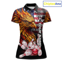 Load image into Gallery viewer, Smoke American Flag Phoenix Bowling Polo Shirt For Women Custom Patriotic Bowling Team Jersey Design