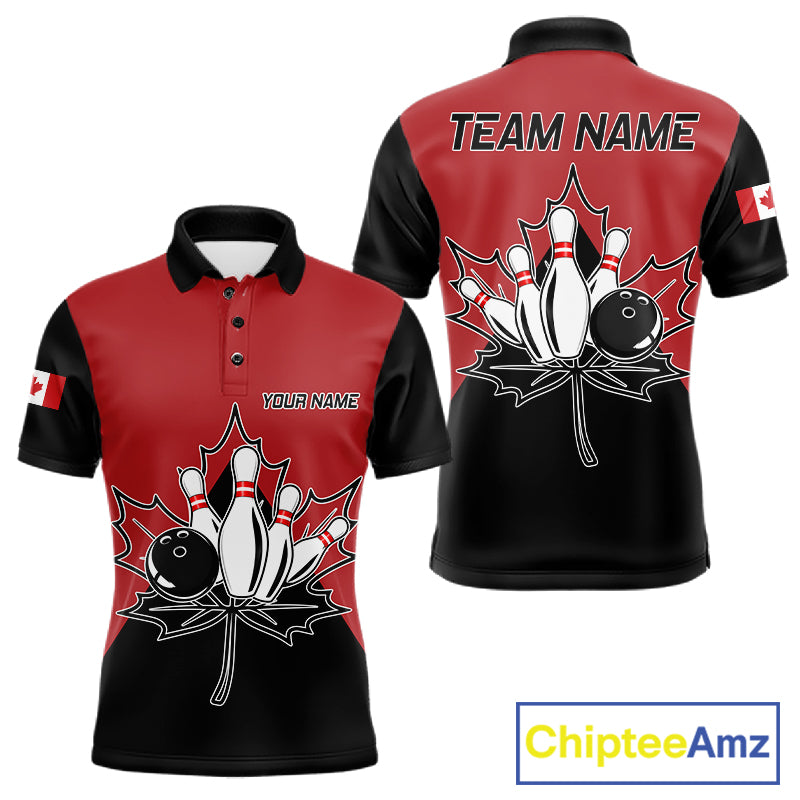 Canada Bowling Custom Polo Shirt For Men Personalized Bowling League Team Jersey