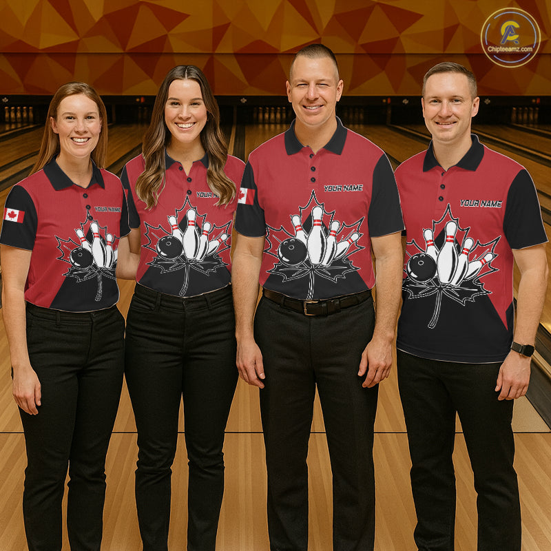 Bowling Team Wearing Canada Bowling Polo Shirts Front View