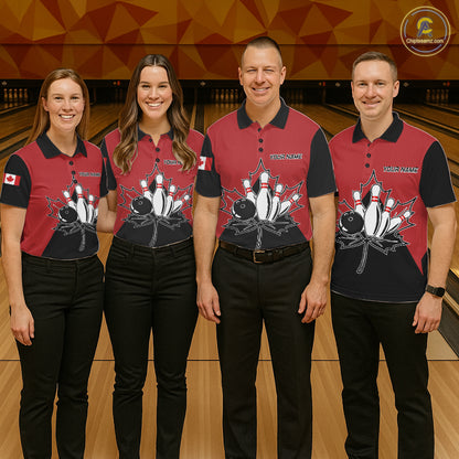 Bowling Team Wearing Canada Bowling Polo Shirts Front View