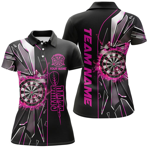 Personalized Pink Break Glass 3D Darts Shirts For Women Custom Dart League Shirts Best Darts Jersey TDM1999