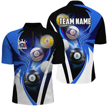 Load image into Gallery viewer, Personalized Billiard Tournament Shirts For Men Custom Team Name Billiard Balls Pool Jerseys | Blue TDM2470