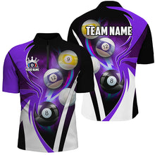 Load image into Gallery viewer, Personalized Billiard Tournament Shirts For Men Custom Team Name Billiard Balls Pool Jersey |Purple TDM2471