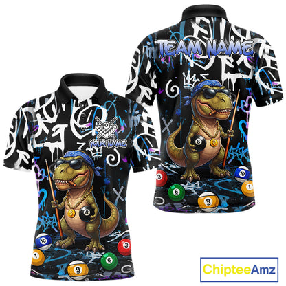 Colorful Graffiti Funny Dinosaur 8 Ball Pool Billiard Shirt For Men Custom Billiard Team Jersey TDM7490