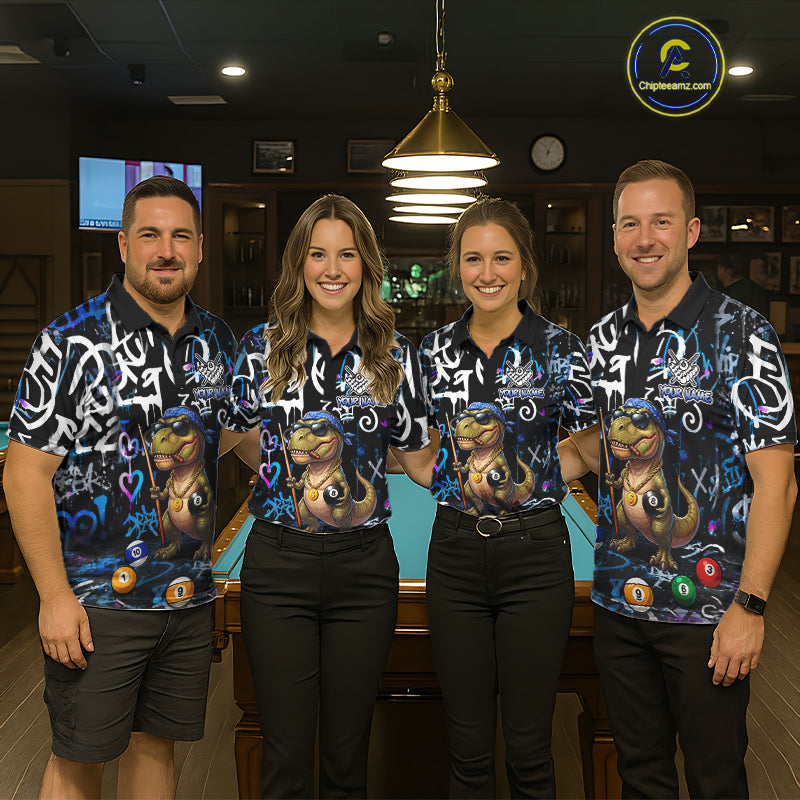 Colorful Graffiti Funny Dinosaur 8 Ball Pool Billiard Shirt For Women Custom Billiard Team Jersey TDM7490