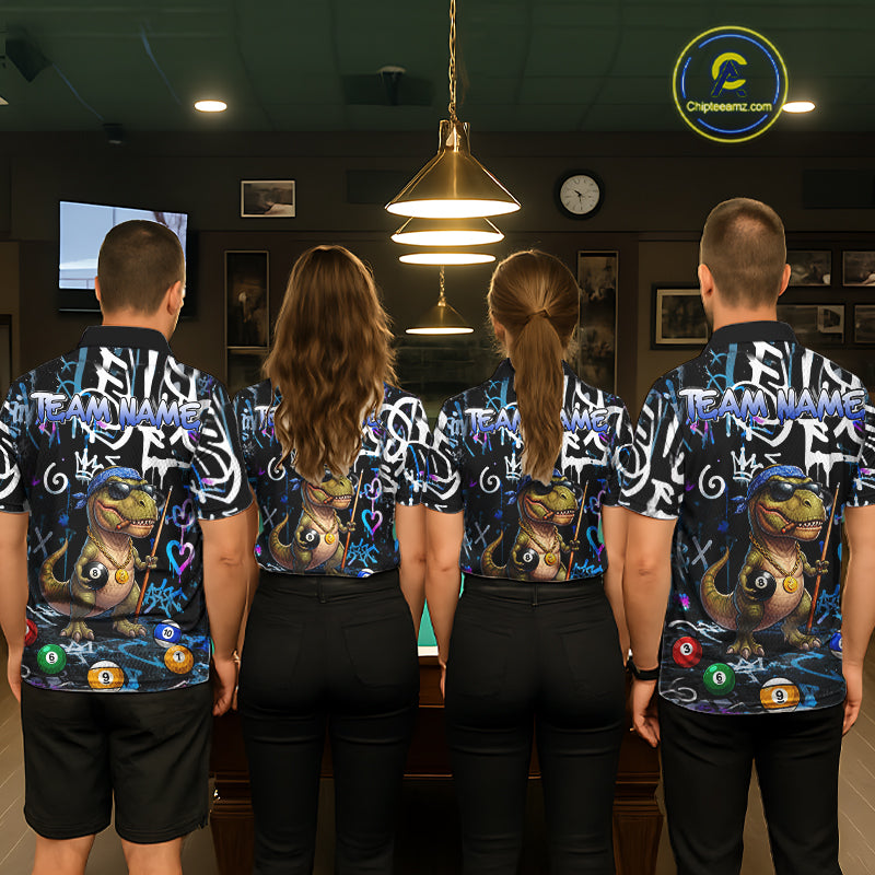 Colorful Graffiti Funny Dinosaur 8 Ball Pool Billiard Shirt For Women Custom Billiard Team Jersey TDM7490