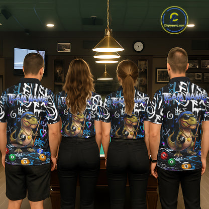 Colorful Graffiti Funny Dinosaur 8 Ball Pool Billiard Shirt For Women Custom Billiard Team Jersey TDM7490