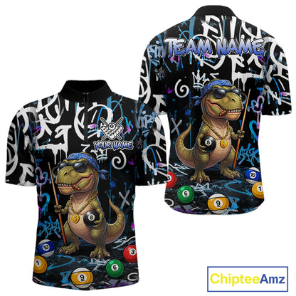 Colorful Graffiti Funny Dinosaur 8 Ball Pool Billiard Shirt For Men Custom Billiard Team Jersey TDM7490