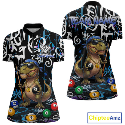 Colorful Graffiti Funny Dinosaur 8 Ball Pool Billiard Shirt For Women Custom Billiard Team Jersey TDM7490
