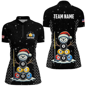 Custom Galaxy Funny Snow Billiard Balls Christmas Pool Shirts For Women, Xmas Billiard Shirts Jerseys TDM2963